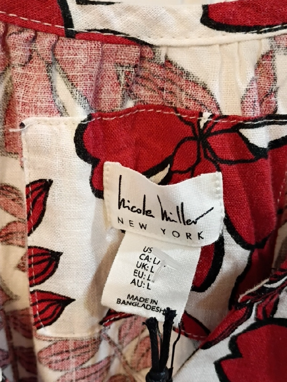NWT Nicole Miller Red Floral Maxi Dress with V-Neck Size Large - Picture 6 of 10